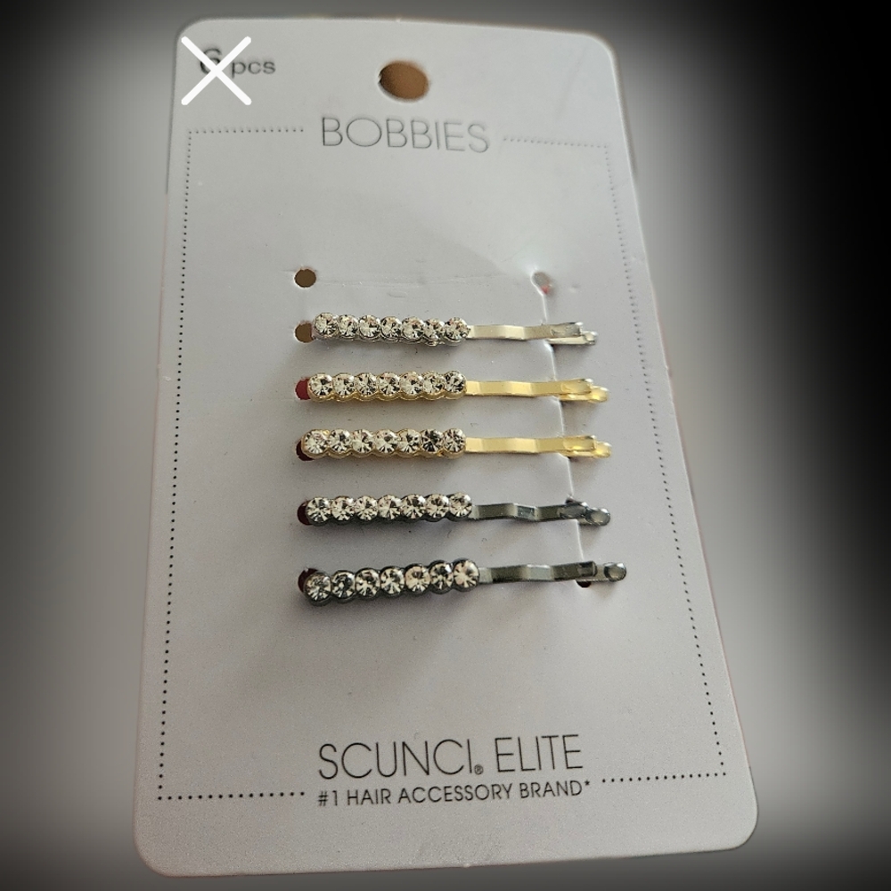 NWT SCÜNCI ELITE SET OF 5 MINI BLING HEAVY DUTY BOBBY PINS!